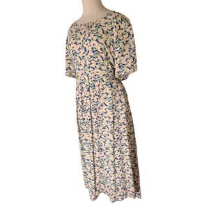 Vintage Carol Anderson Dress Sz 14 Pastel Floral Print Rayon Tie Back Cottage